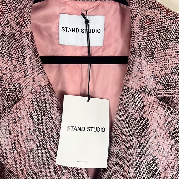 (SOLD)STAND STUDIO Faustine Long Coat Pink Faux Snake - Picture 6 of 13